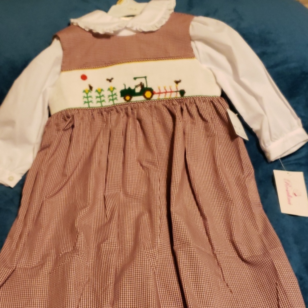 Burgundy & White Smock Sleeveless Dress
